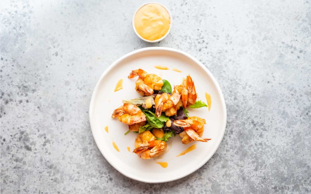 Gambas et sa sauce épicée au miel de Karité